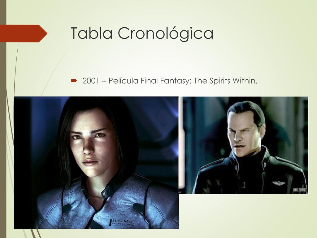 Tabla Cronológica 2001 – Película Final Fantasy: The Spirits Within.