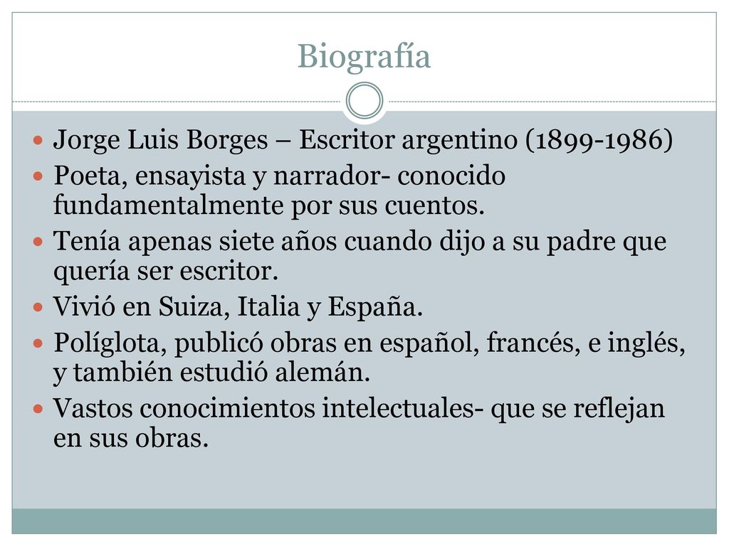 Biografía Jorge Luis Borges – Escritor argentino ( )