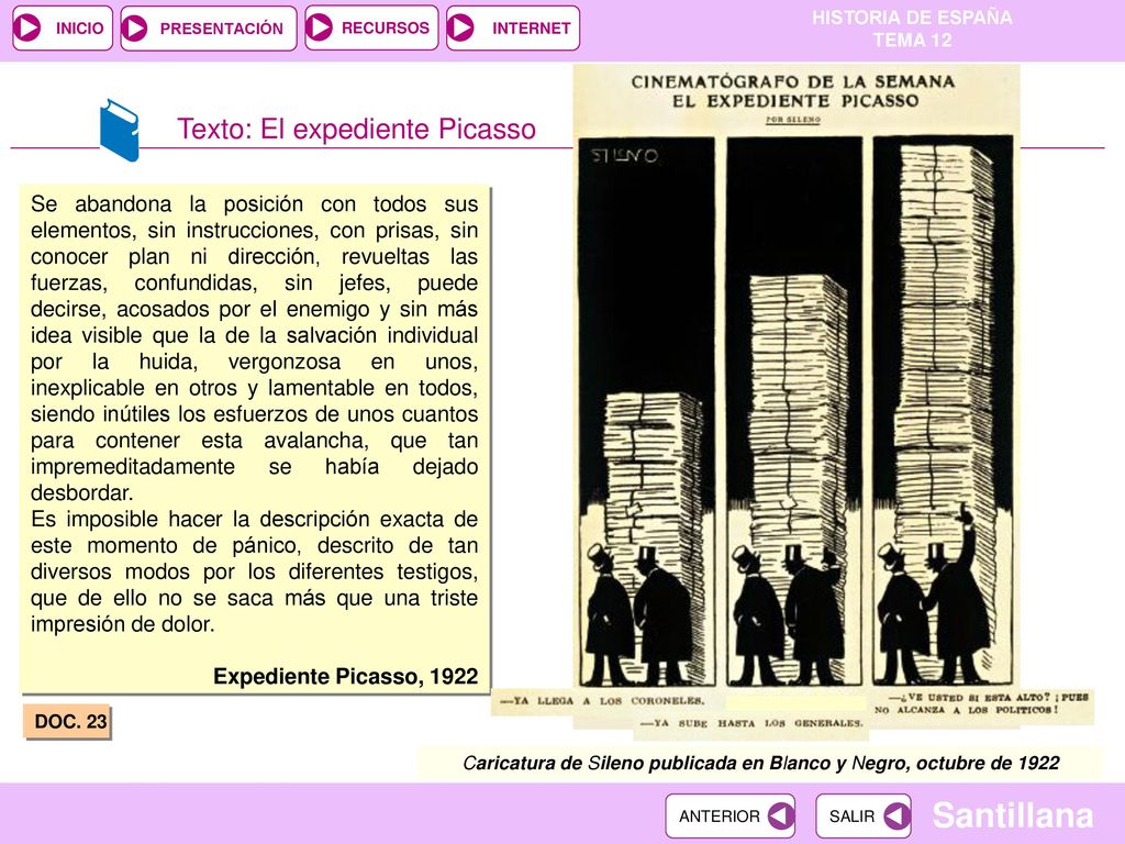 Caricatura de Sileno publicada en Blanco y Negro, octubre de 1922