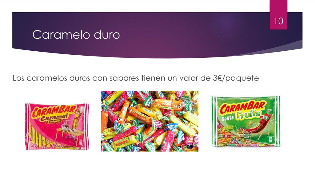 Caramelo duro Los caramelos duros con sabores tienen un valor de 3€/paquete