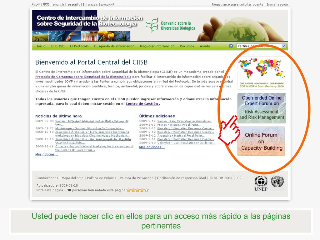 Usted puede hacer clic en ellos para un acceso más rápido a las páginas pertinentes