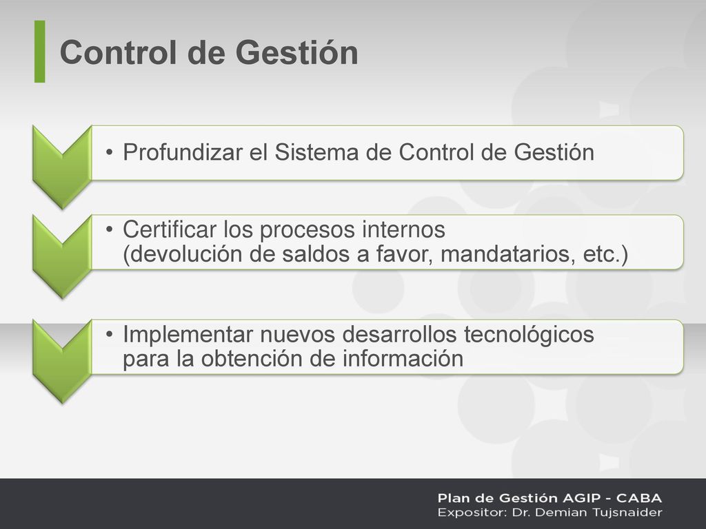 Control de Gestión Profundizar el Sistema de Control de Gestión