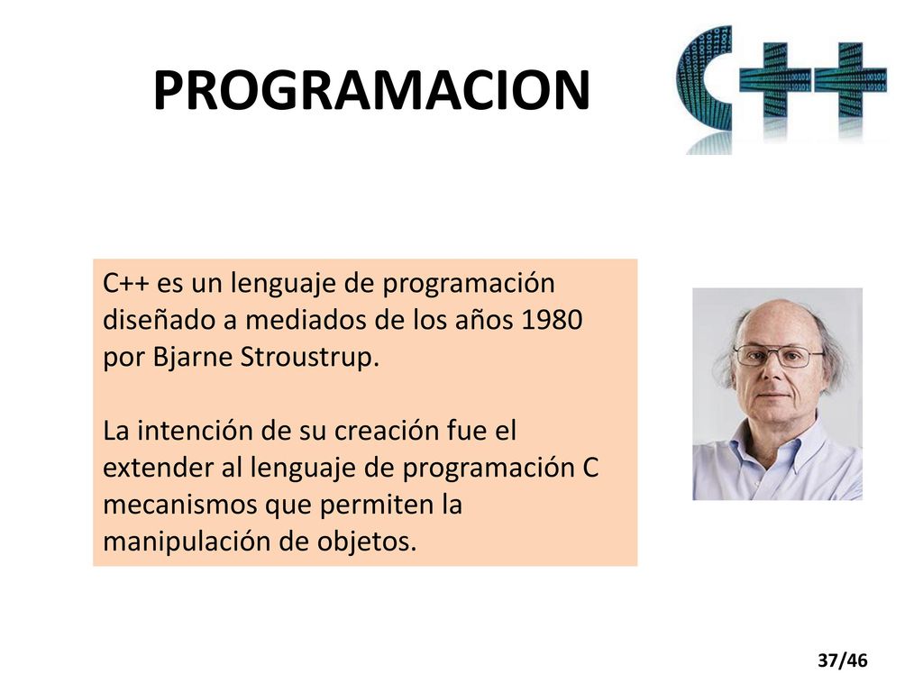 PROGRAMACION C++ es un lenguaje de programación diseñado a mediados de los años 1980 por Bjarne Stroustrup.