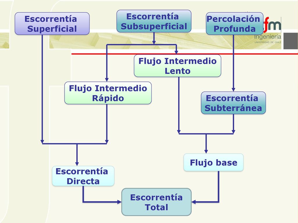 Escorrentía Subsuperficial. Escorrentía. Superficial. Percolación. Profunda. Flujo Intermedio.