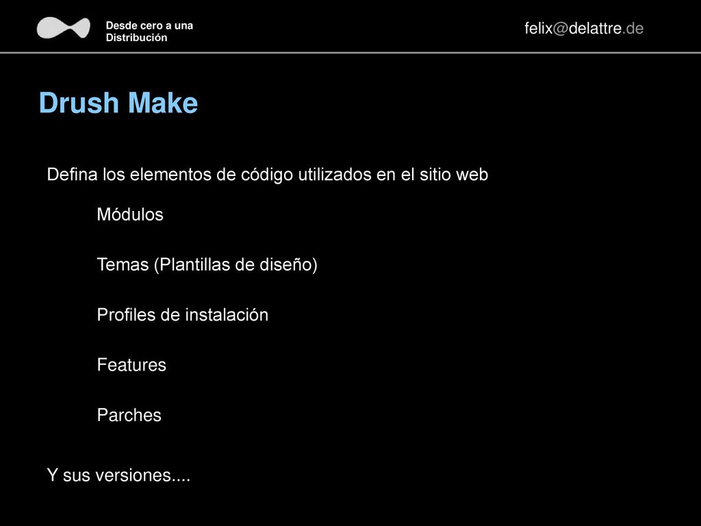 Drush Make Defina los elementos de código utilizados en el sitio web