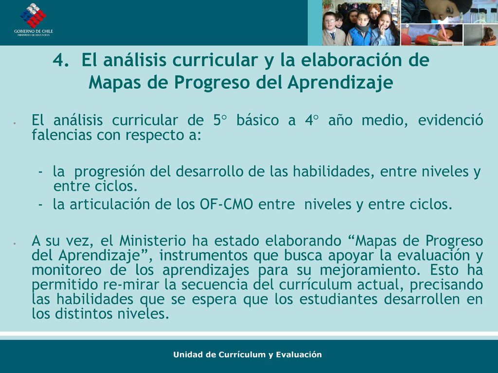 4. El análisis curricular y la elaboración de Mapas de Progreso del Aprendizaje