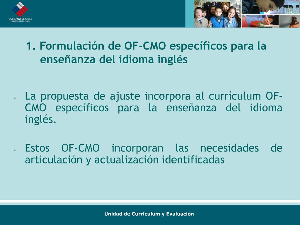 1. Formulación de OF-CMO específicos para la enseñanza del idioma inglés