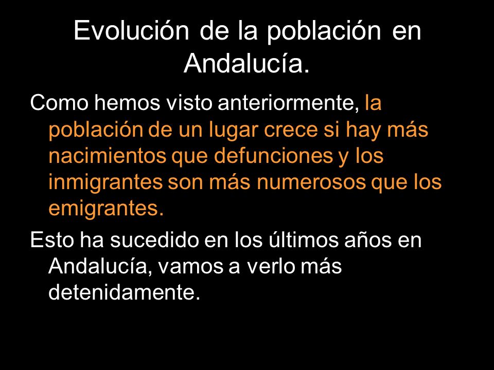 Evolución de la población en Andalucía.