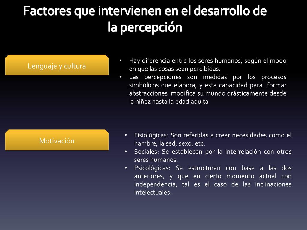 Factores que intervienen en el desarrollo de la percepción