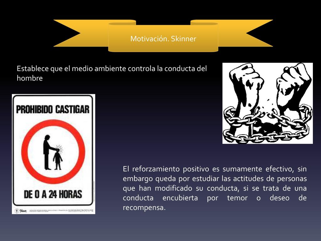 Motivación. Skinner Establece que el medio ambiente controla la conducta del hombre.