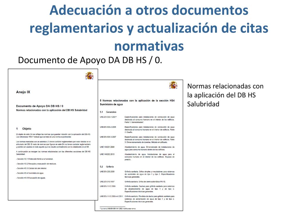 Adecuación a otros documentos reglamentarios y actualización de citas normativas