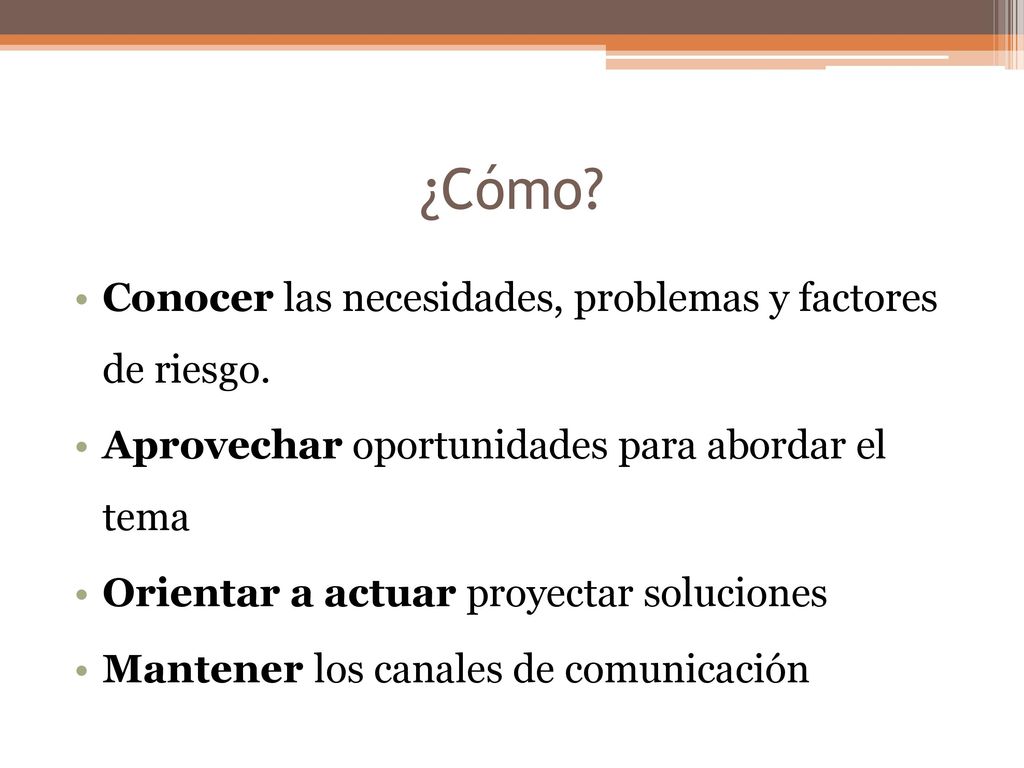 ¿Cómo Conocer las necesidades, problemas y factores de riesgo.