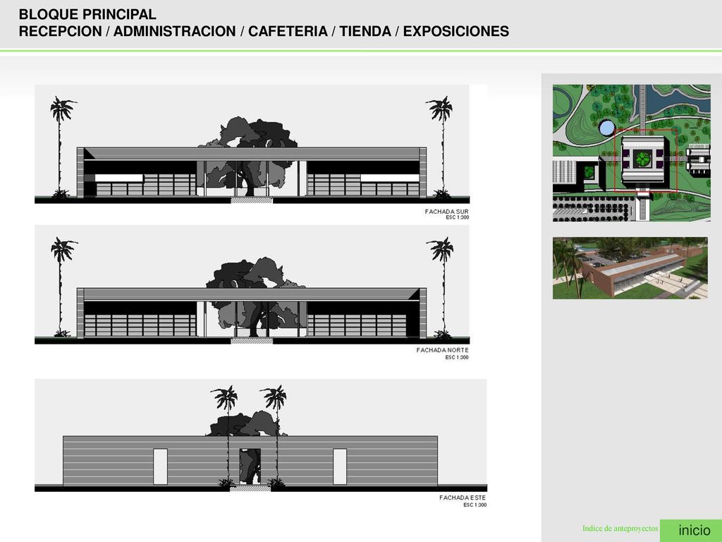 RECEPCION / ADMINISTRACION / CAFETERIA / TIENDA / EXPOSICIONES