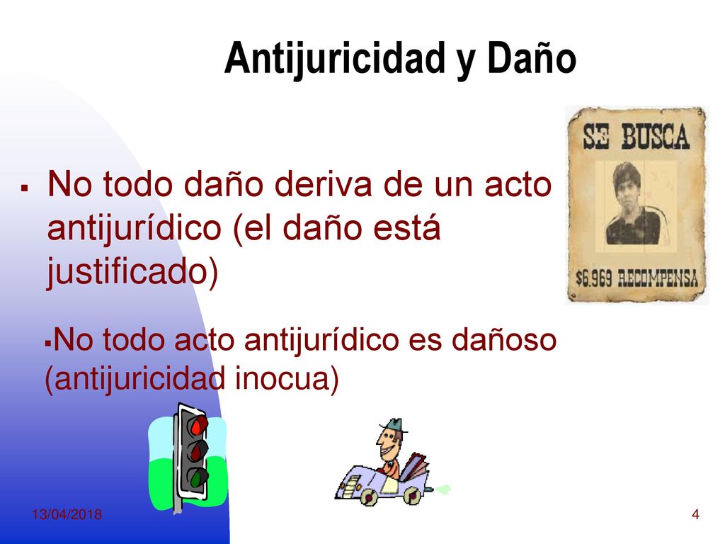 Antijuricidad y Daño No todo daño deriva de un acto antijurídico (el daño está justificado)