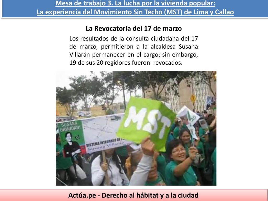 Mesa de trabajo 3. La lucha por la vivienda popular: