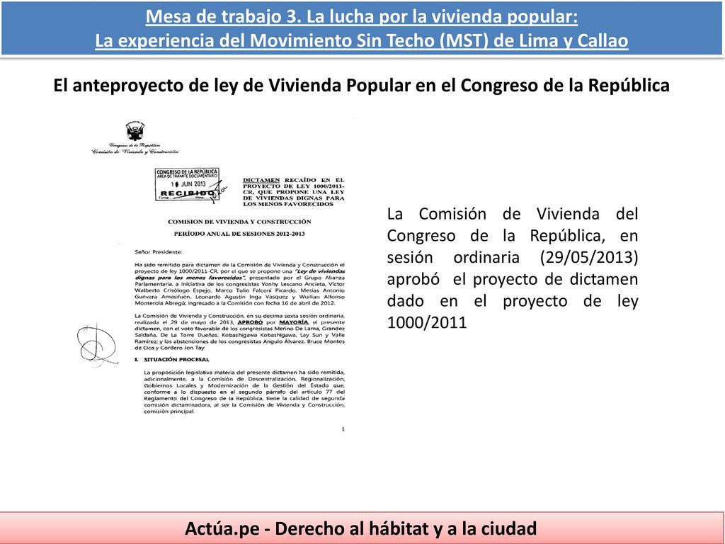 Mesa de trabajo 3. La lucha por la vivienda popular: