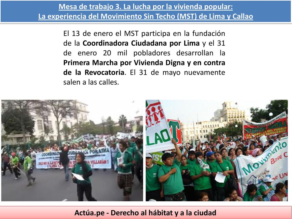 Mesa de trabajo 3. La lucha por la vivienda popular: