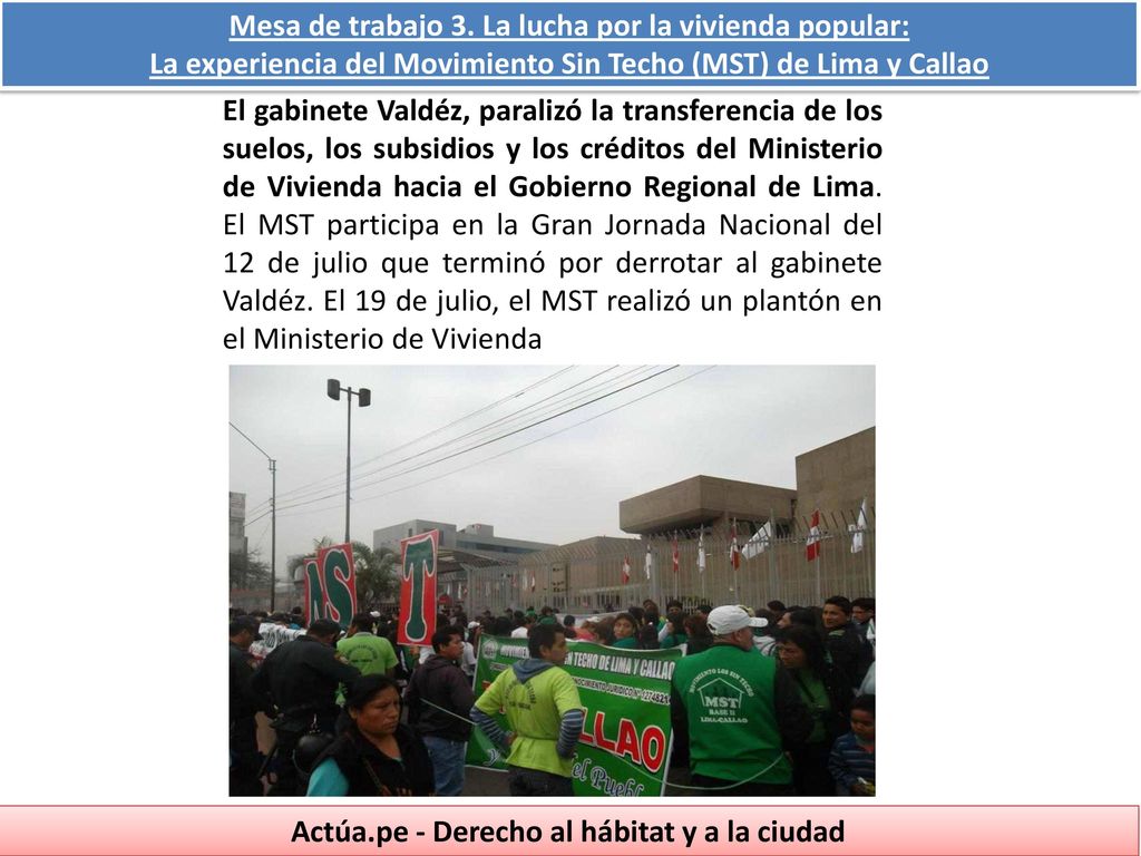 Mesa de trabajo 3. La lucha por la vivienda popular: