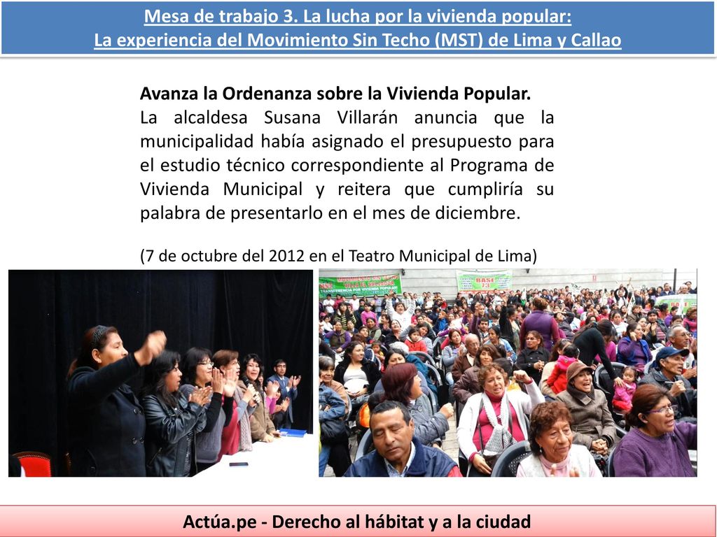 Mesa de trabajo 3. La lucha por la vivienda popular: