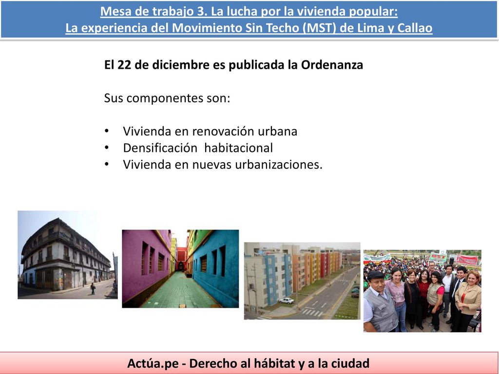 Mesa de trabajo 3. La lucha por la vivienda popular: