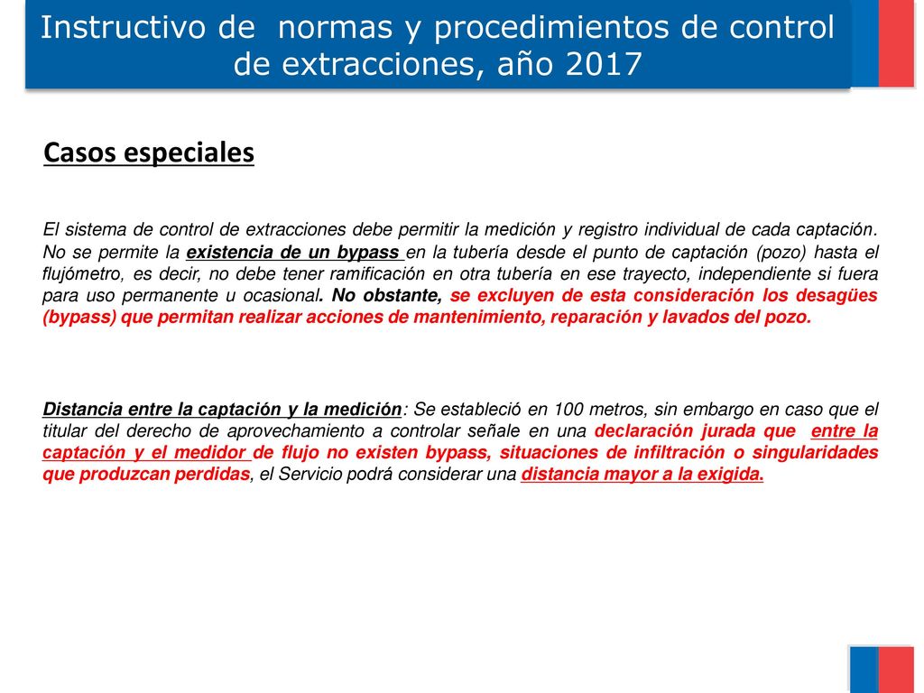 Instructivo de normas y procedimientos de control de extracciones, año 2017