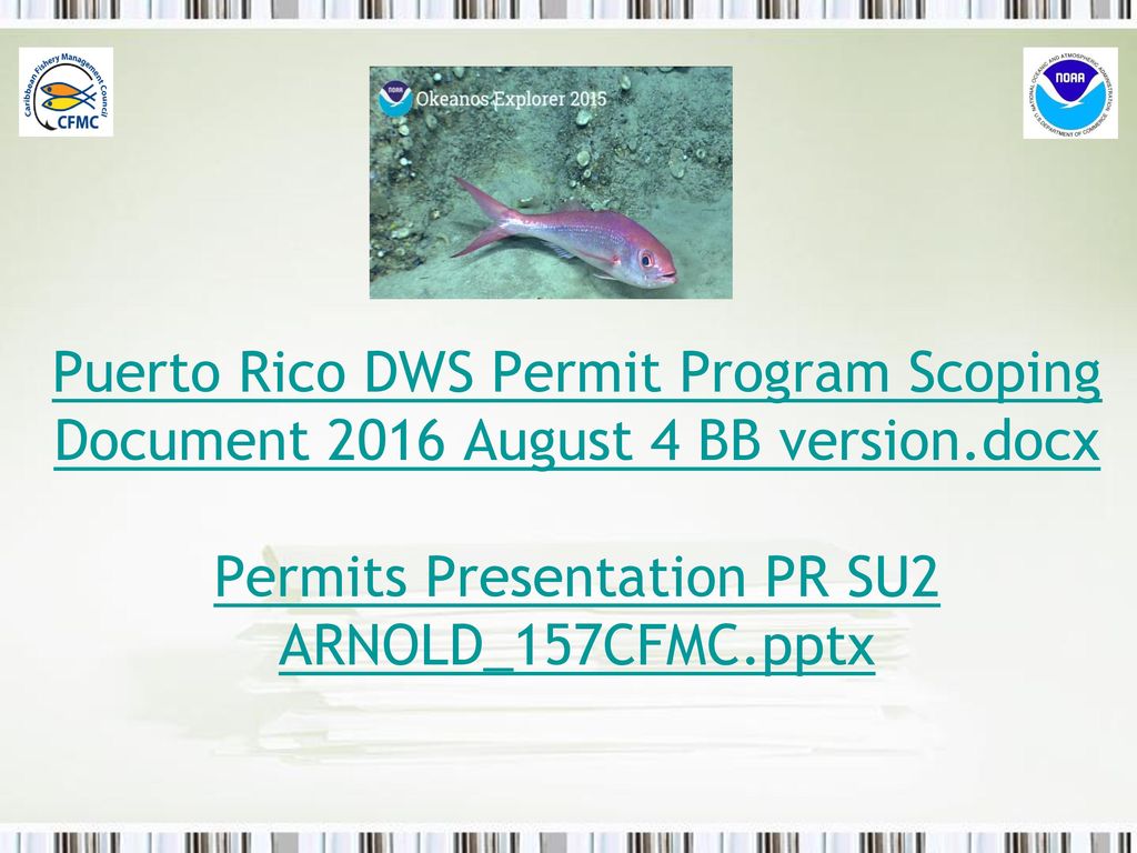 Puerto Rico DWS Permit Program Scoping Document 2016 August 4 BB version.docx Permits Presentation PR SU2 ARNOLD_157CFMC.pptx