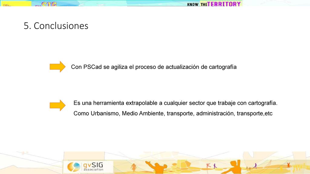 5. Conclusiones Con PSCad se agiliza el proceso de actualización de cartografía.