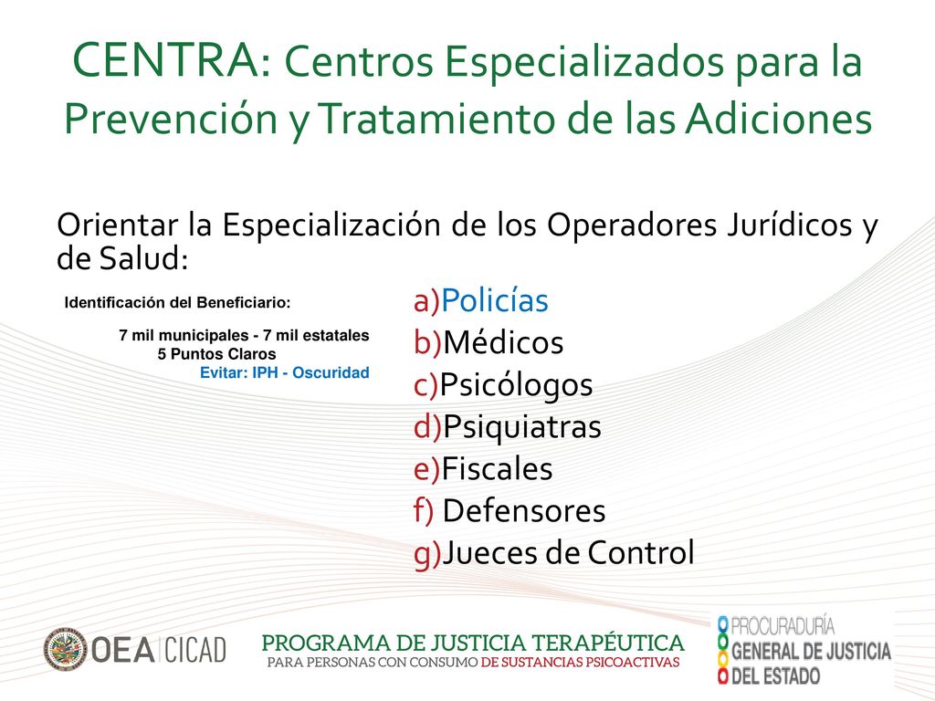 CENTRA: Centros Especializados para la Prevención y Tratamiento de las Adiciones
