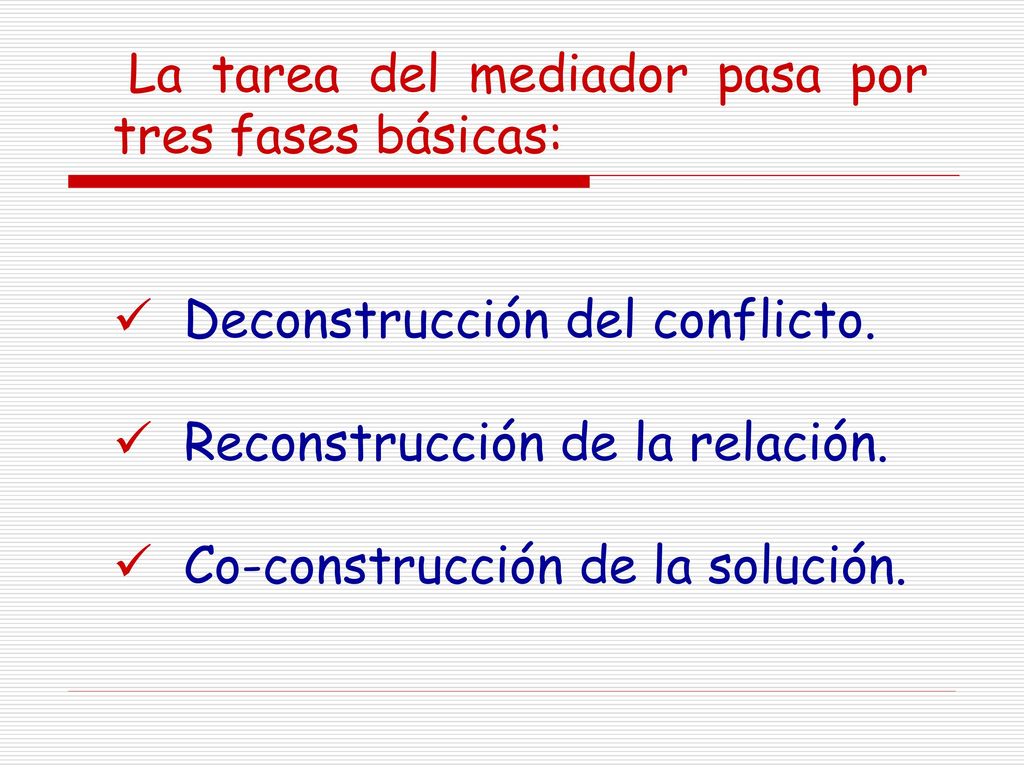 La tarea del mediador pasa por tres fases básicas: