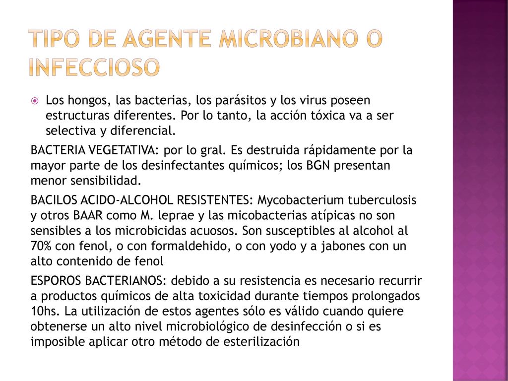 Tipo de agente microbiano o infeccioso