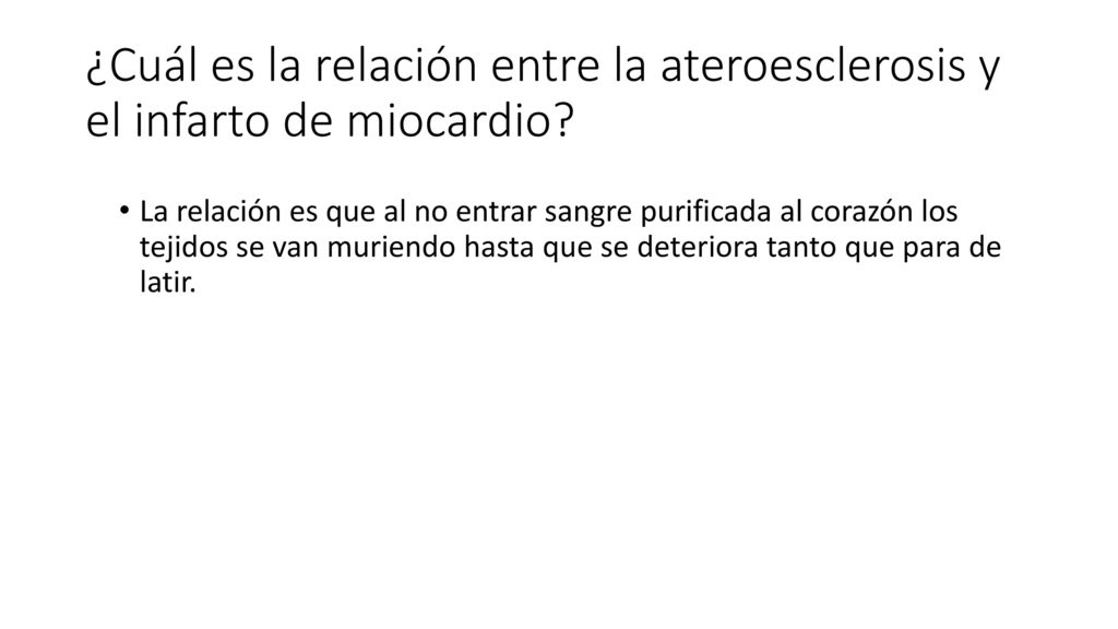 ¿Cuál es la relación entre la ateroesclerosis y el infarto de miocardio