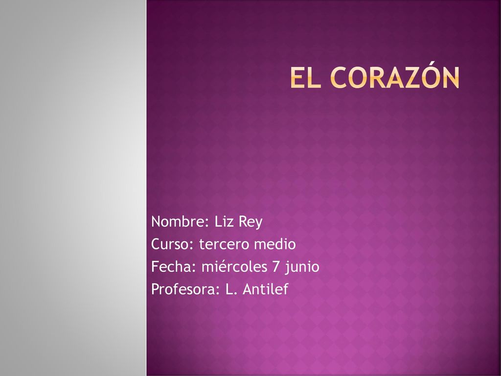 El Corazón Nombre: Liz Rey Curso: tercero medio