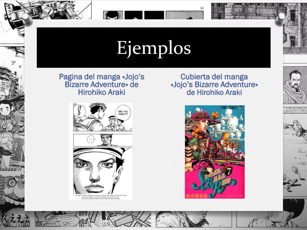 Ejemplos Pagina del manga «Jojo’s Bizarre Adventure» de Hirohiko Araki