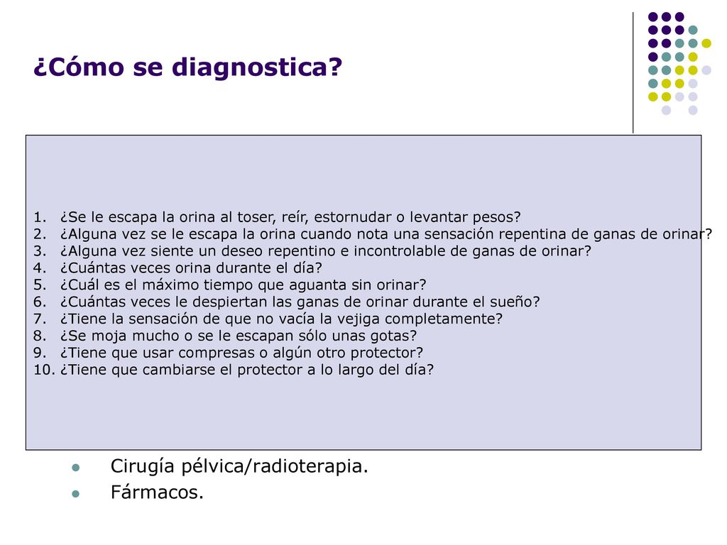 ¿Cómo se diagnostica ¿Se le escapa la orina al toser, reír, estornudar o levantar pesos