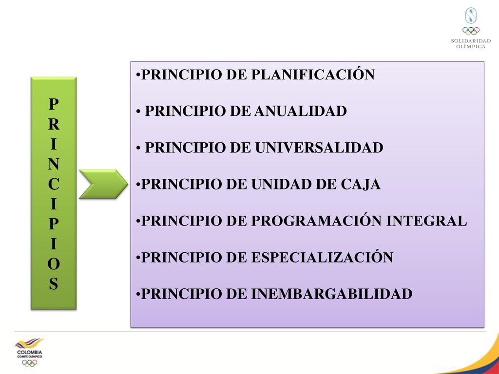 P R I N C O S PRINCIPIO DE PLANIFICACIÓN PRINCIPIO DE ANUALIDAD