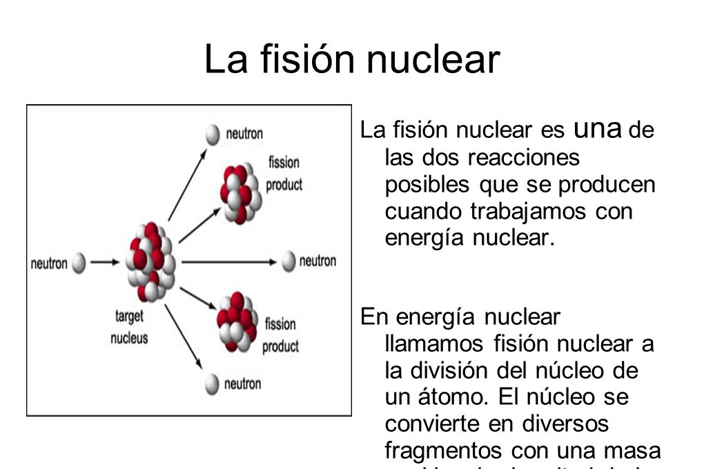 La fisión nuclear La fisión nuclear es una de las dos reacciones posibles que se producen cuando trabajamos con energía nuclear.