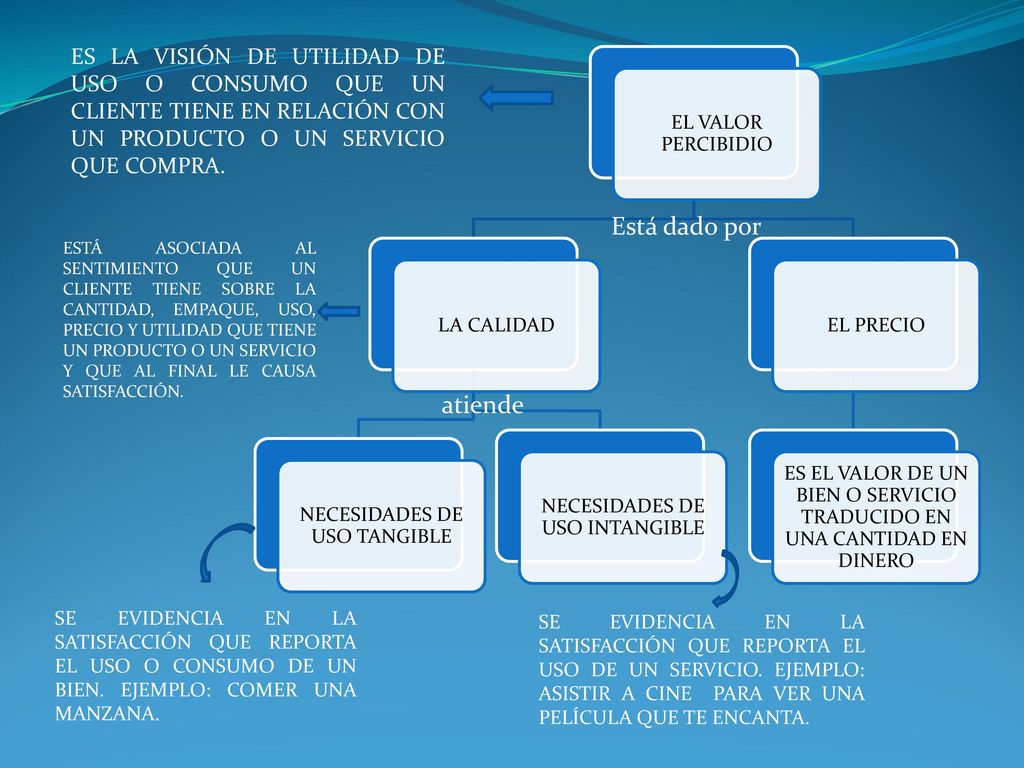 EL VALOR PERCIBIDIO LA CALIDAD. NECESIDADES DE USO TANGIBLE. NECESIDADES DE USO INTANGIBLE. EL PRECIO.