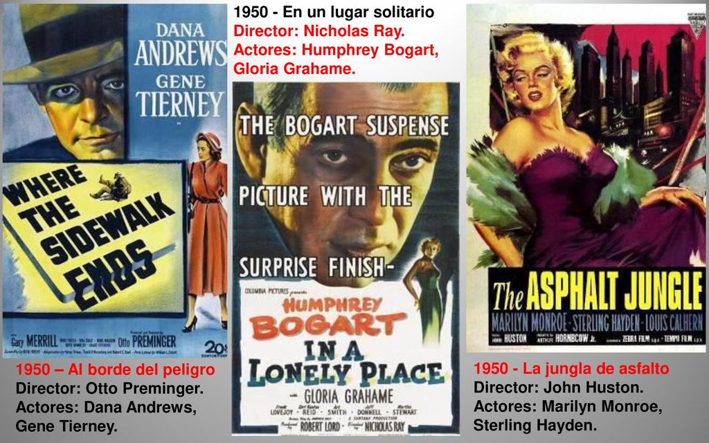 En un lugar solitario Director: Nicholas Ray. Actores: Humphrey Bogart, Gloria Grahame – Al borde del peligro.
