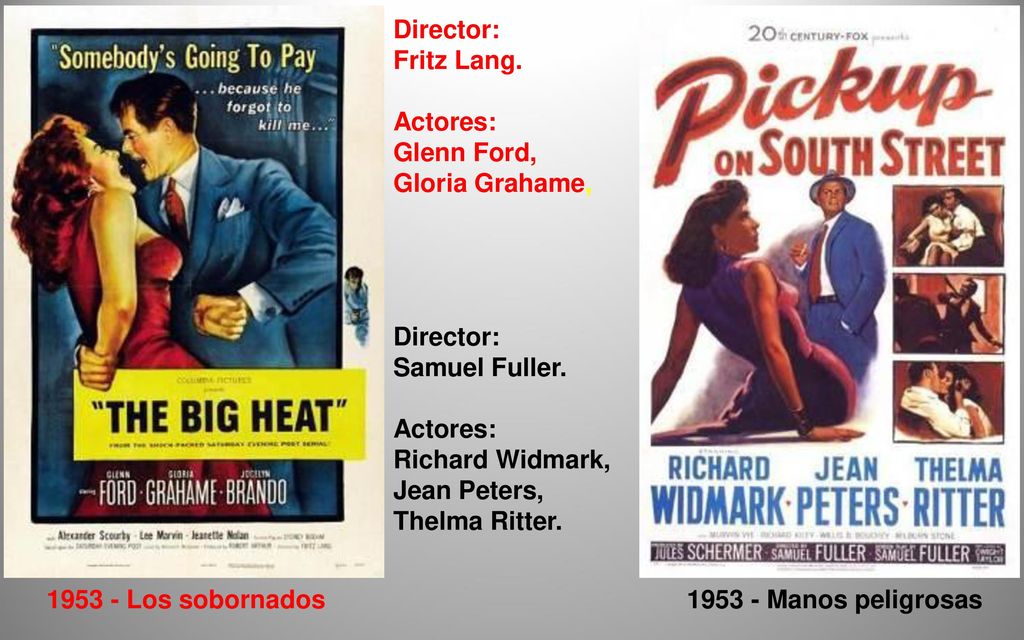Director: Fritz Lang. Actores: Glenn Ford, Gloria Grahame, Samuel Fuller. Richard Widmark, Jean Peters, Thelma Ritter.