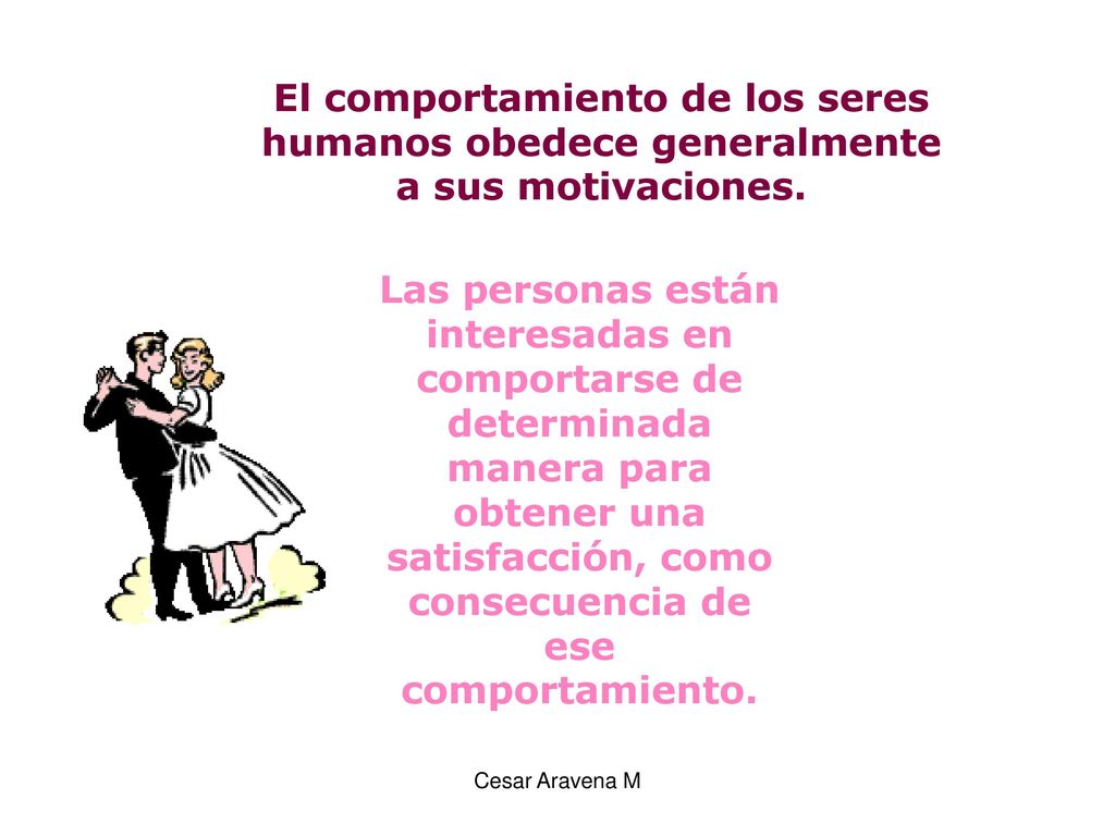 El comportamiento de los seres humanos obedece generalmente a sus motivaciones.
