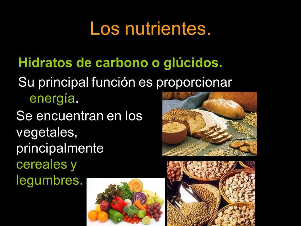 Los nutrientes. Hidratos de carbono o glúcidos.