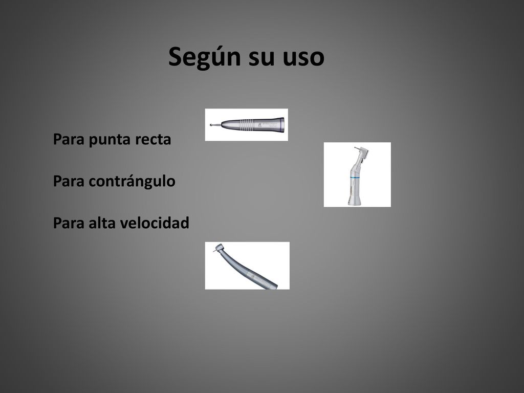 Según su uso Para punta recta Para contrángulo Para alta velocidad