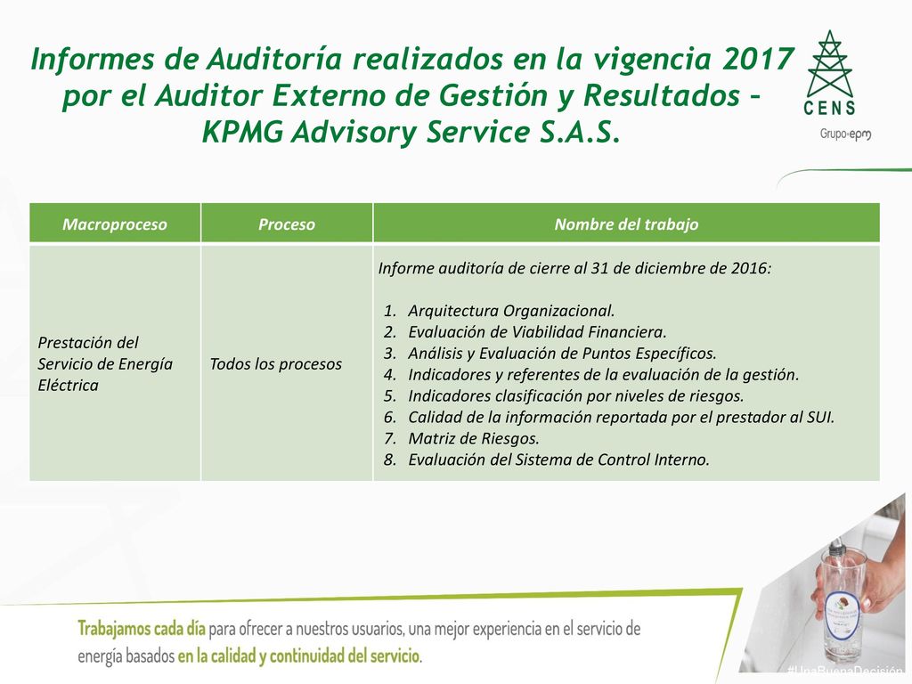 Informes de Auditoría realizados en la vigencia 2017 por el Auditor Externo de Gestión y Resultados – KPMG Advisory Service S.A.S.