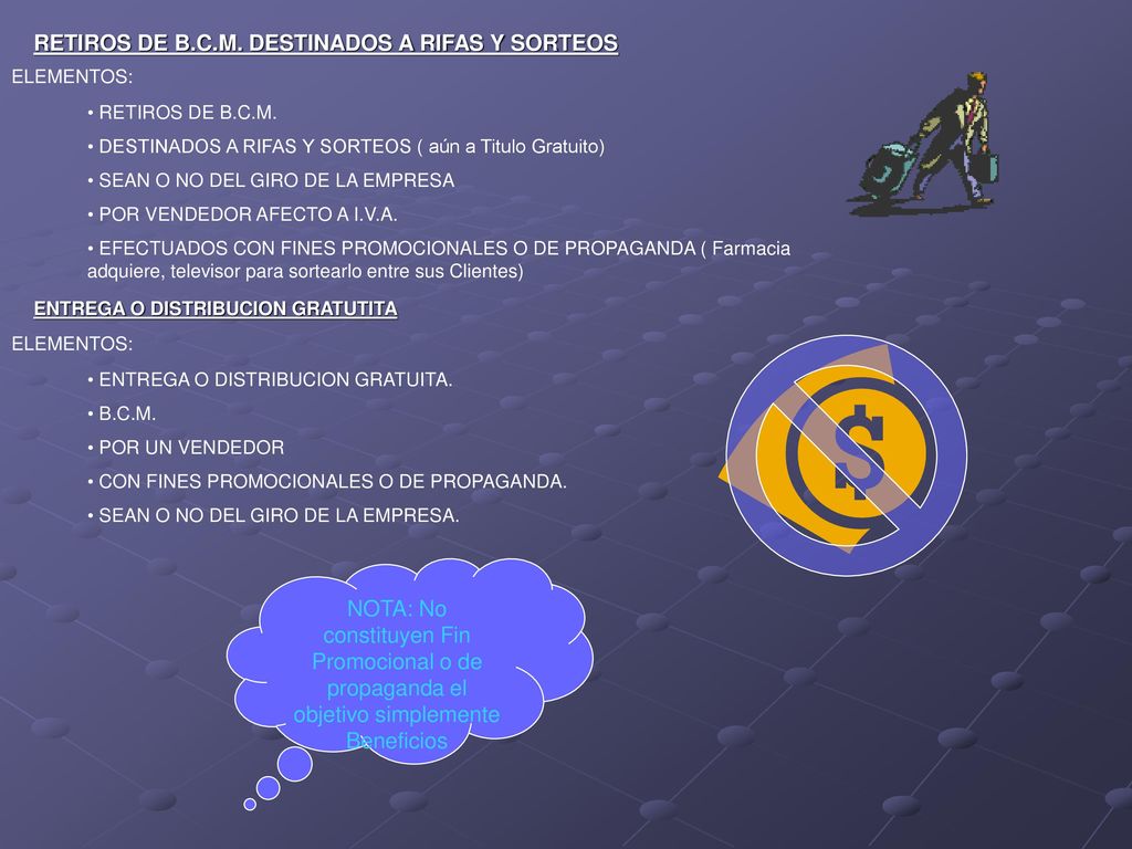 RETIROS DE B.C.M. DESTINADOS A RIFAS Y SORTEOS