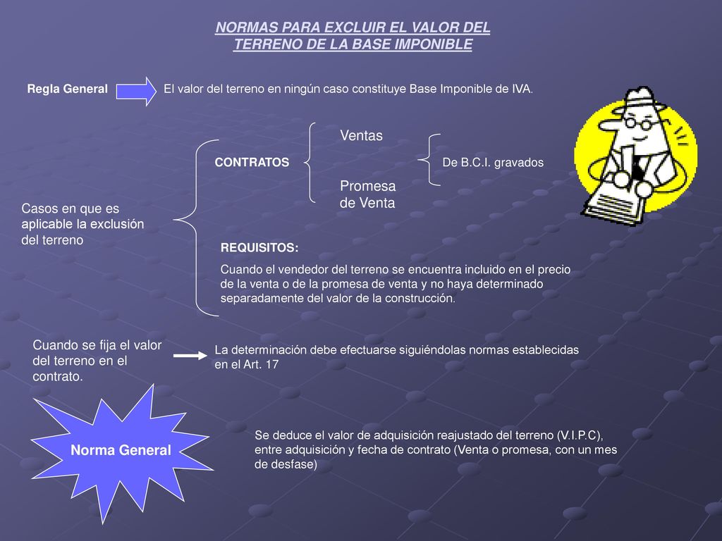 NORMAS PARA EXCLUIR EL VALOR DEL TERRENO DE LA BASE IMPONIBLE