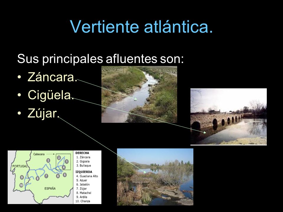 Vertiente atlántica. Sus principales afluentes son: Záncara. Cigüela.