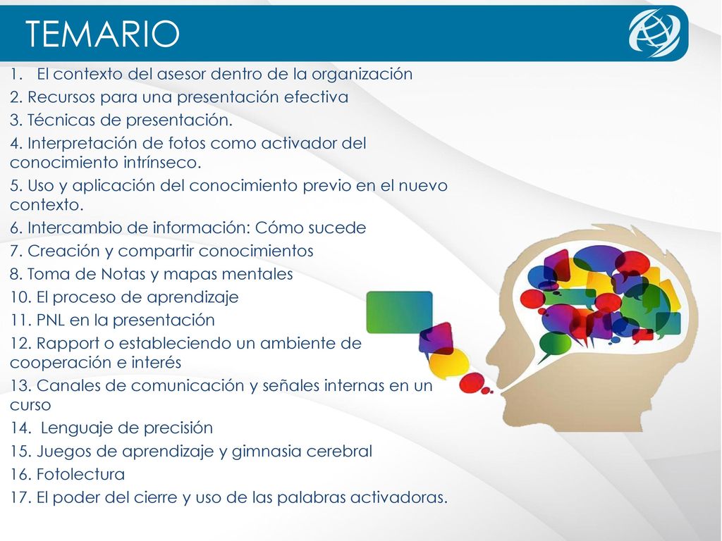 TEMARIO El contexto del asesor dentro de la organización