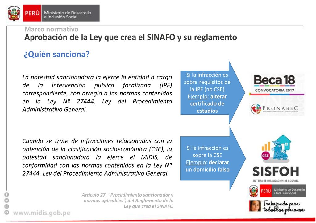 Aprobación de la Ley que crea el SINAFO y su reglamento