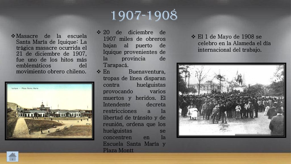 de diciembre de 1907 miles de obreros bajan al puerto de Iquique provenientes de la provincia de Tarapacá.
