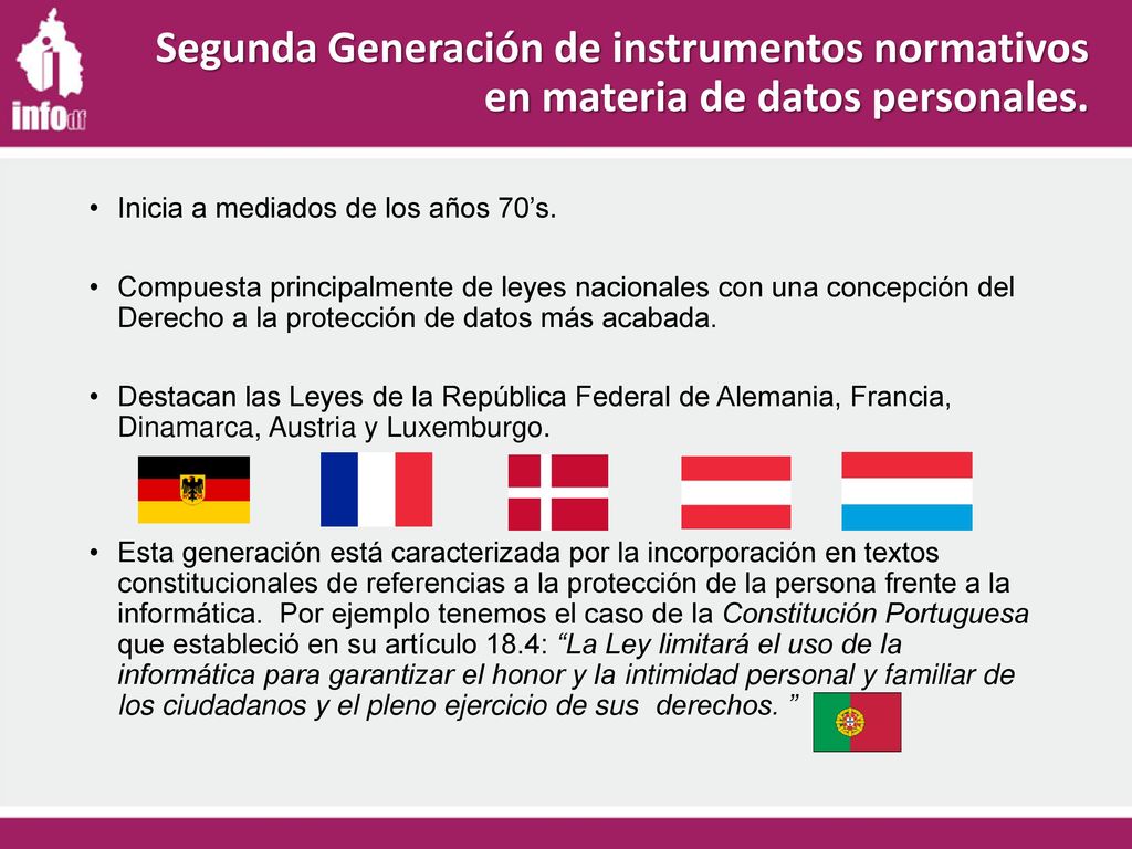 Segunda Generación de instrumentos normativos en materia de datos personales.